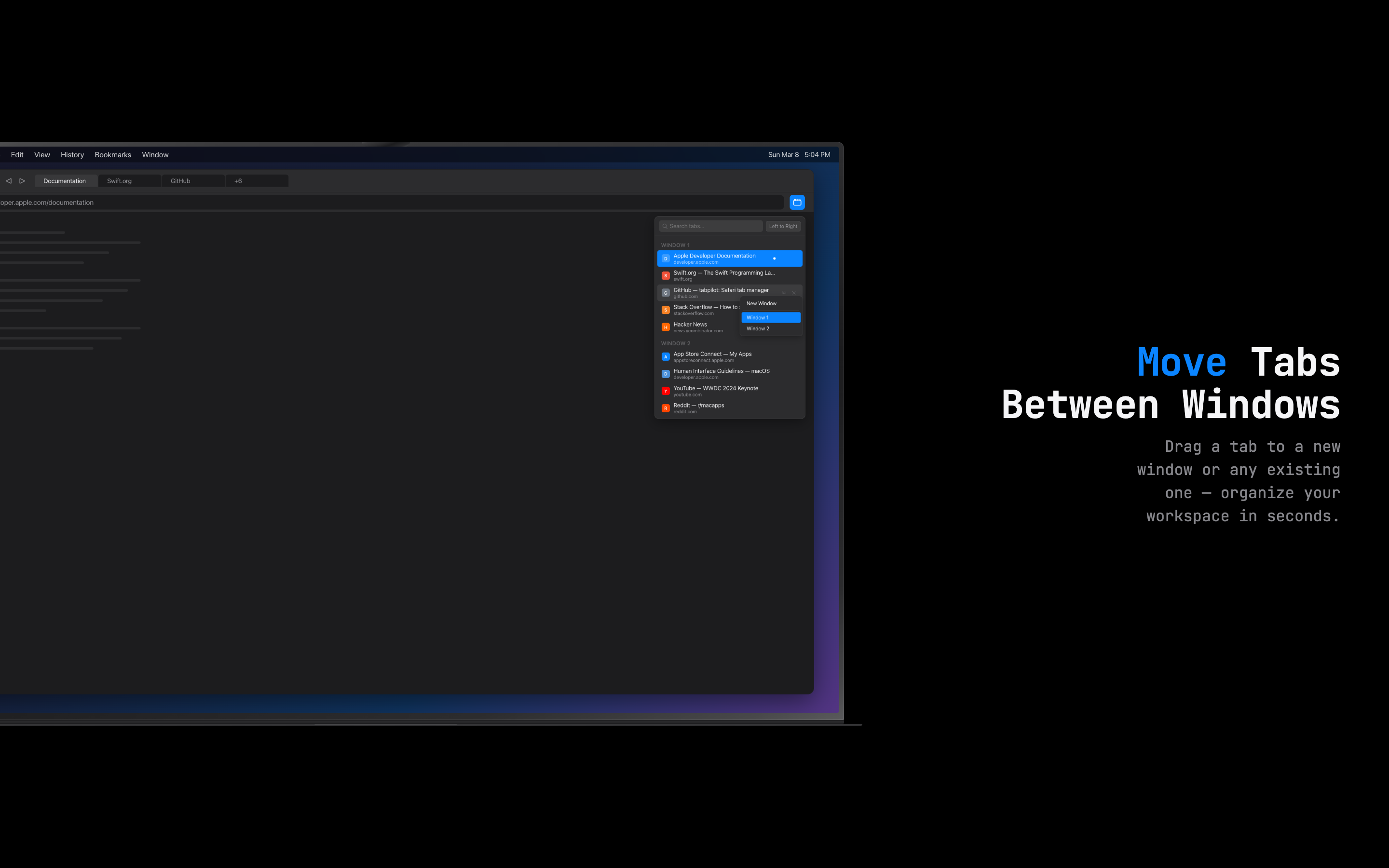 TabScope moving a tab between windows